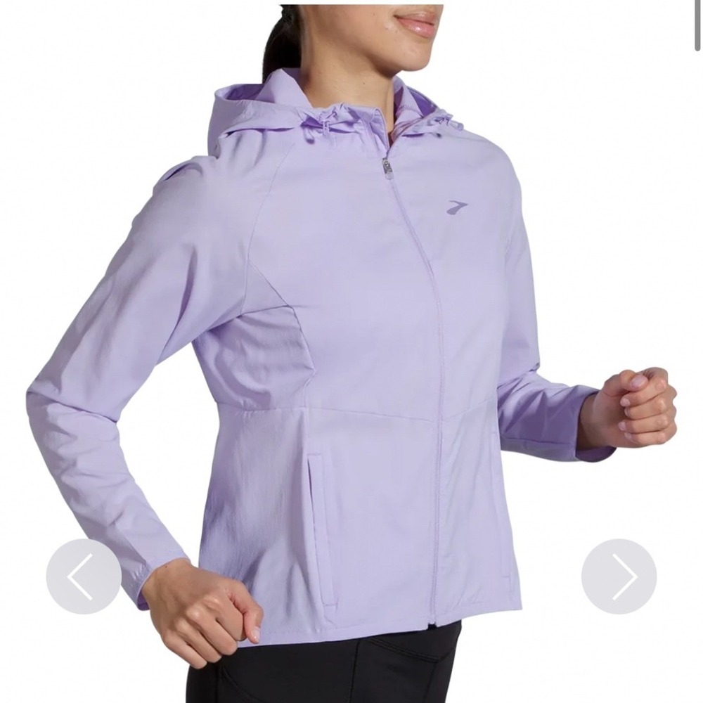 Brooks Canopy Women's SM Purple Hooded Running Jacket Windbreaker Ripstop